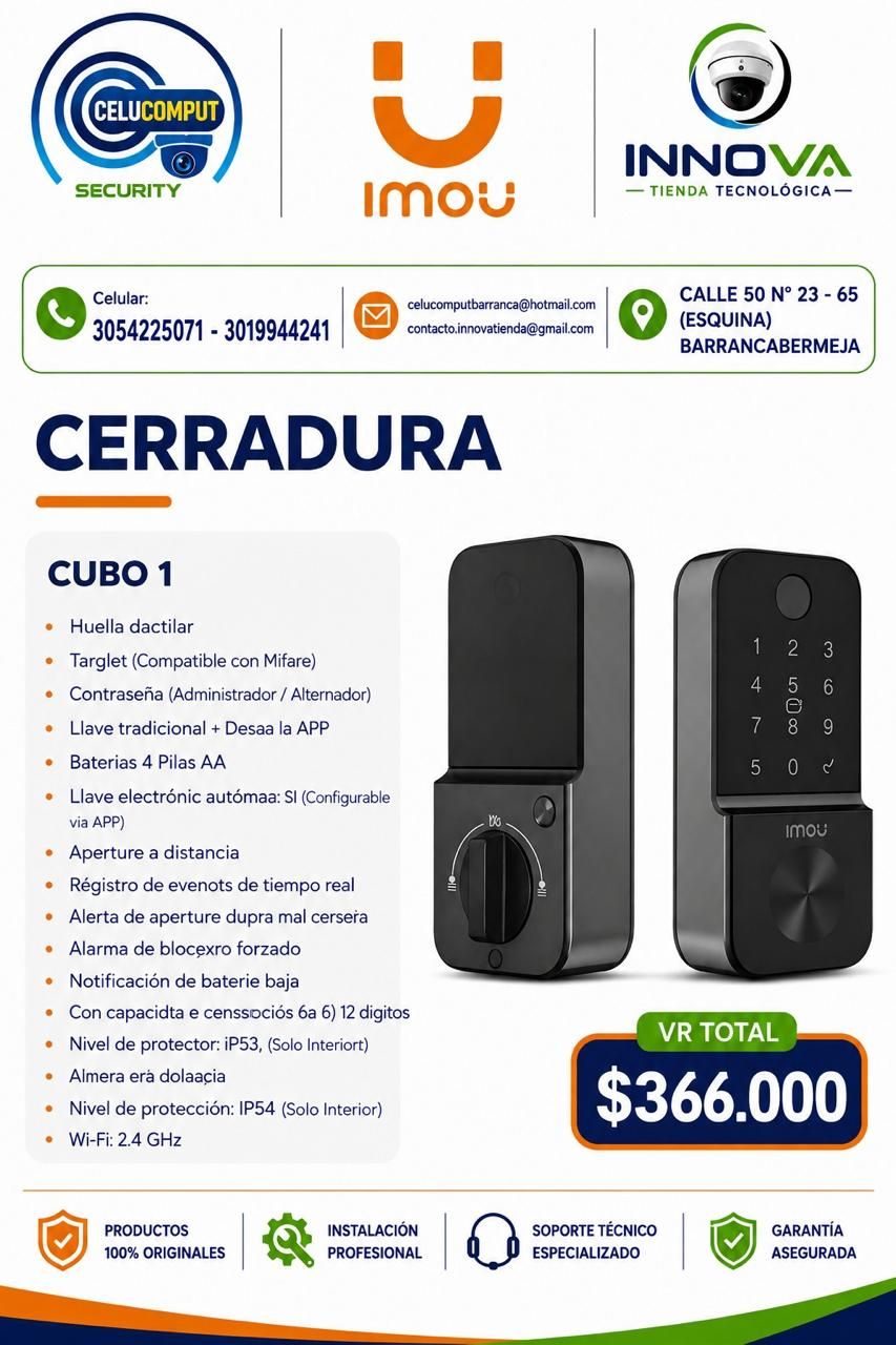 Cerradura inteligente Imou Cubo 1 con huella, clave y app (foto 2)