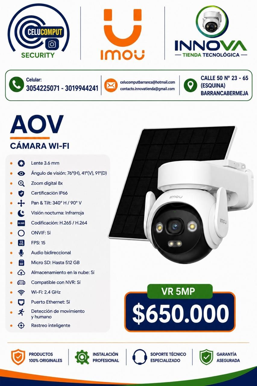 Cámara Imou AOV 5MP con panel solar, Wi-Fi para exterior (foto 2)