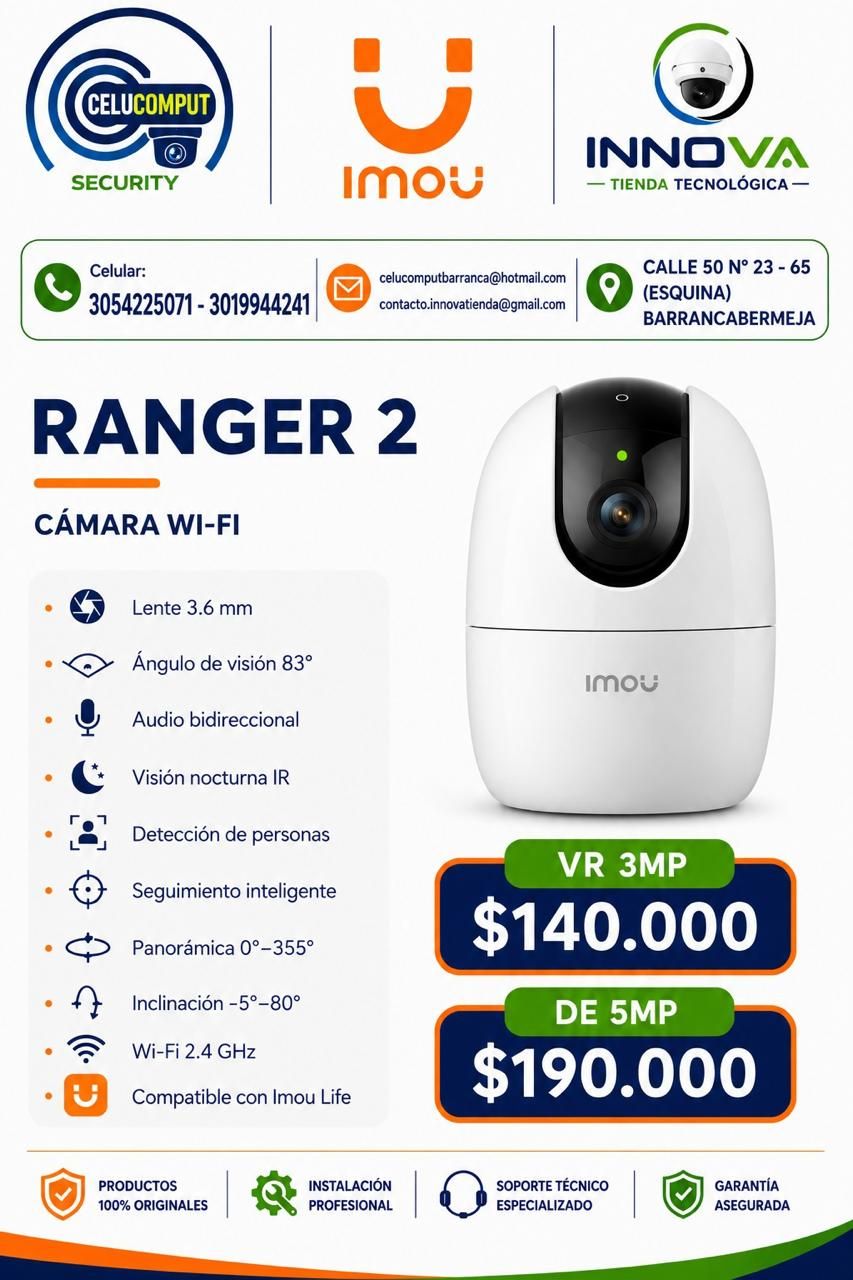 Cámara Imou Ranger 2 de 3MP Wi-Fi para interior 360° (foto 2)